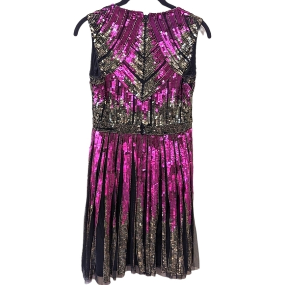 Aidan Mattox Vibrant Pink Sequinned Skater Sleeveless Cocktail Dress (0) - Picture 2 of 7